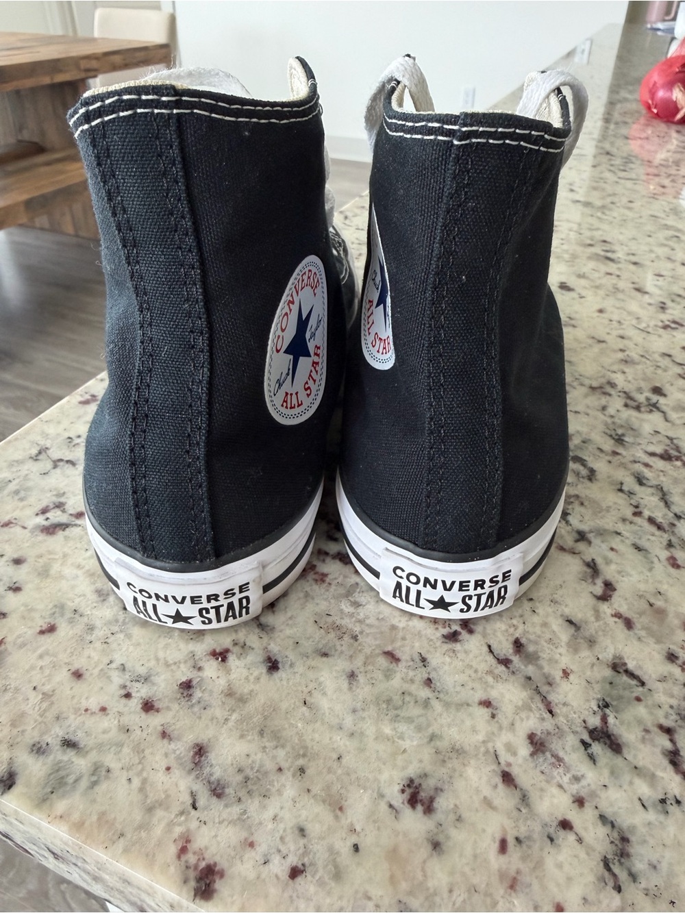 Converse Women’s High Top Canvas Sneakers in Black and White - Picture 10 of 12